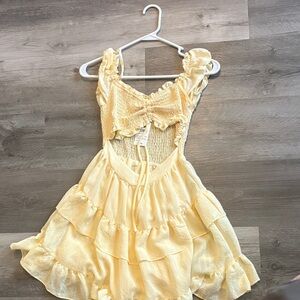 Windsor Pale Yellow Ruffle Sun Dress for Girls